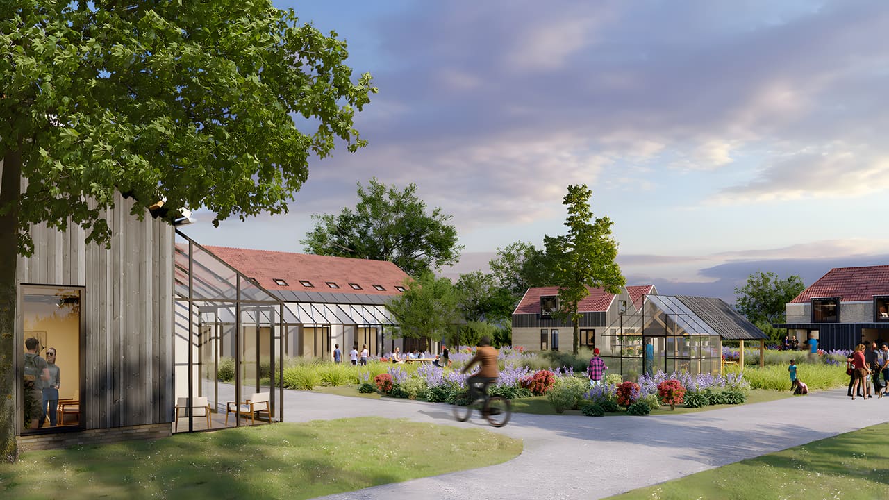 Marserf, Texel: woningen rond een groen erf met kas